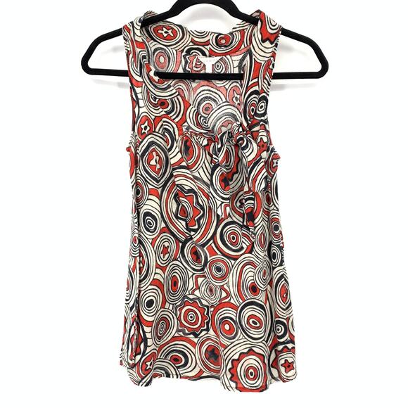Kookai Tie Neck Sleeveless Blouse Womens Sz 36 US 6 Red Black White Circle Print - Picture 1 of 5